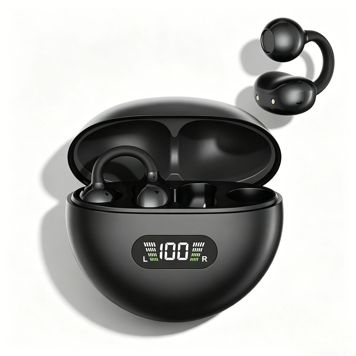 FizzAudio™ - Clip Sprint Auricolari a clip, impermeabili Bluetooth 5.4 con display digitale, ideali per sport e corsa