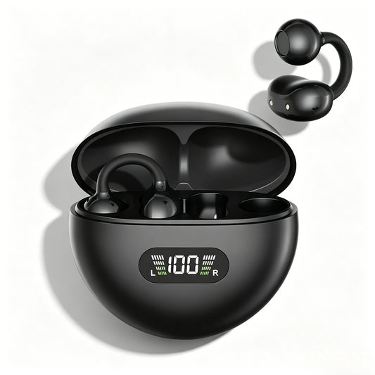 FizzAudio™ - Clip Sprint Auricolari a clip, impermeabili Bluetooth 5.4 con display digitale, ideali per sport e corsa