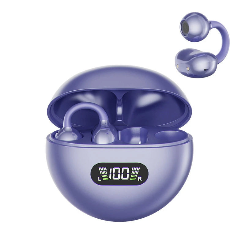 FizzAudio™ - Clip Sprint Auricolari a clip, impermeabili Bluetooth 5.4 con display digitale, ideali per sport e corsa